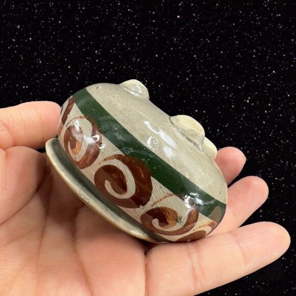 Hand Made Mexico Pottery Trinket Box W Lid Hand Painted Bird Jewelry Storage VTG - Picture 6 of 10